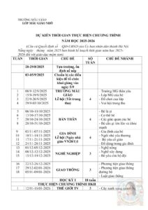 Dự kiến thời gian thực hiện chương trình giáo dục mầm non năm học 2026.